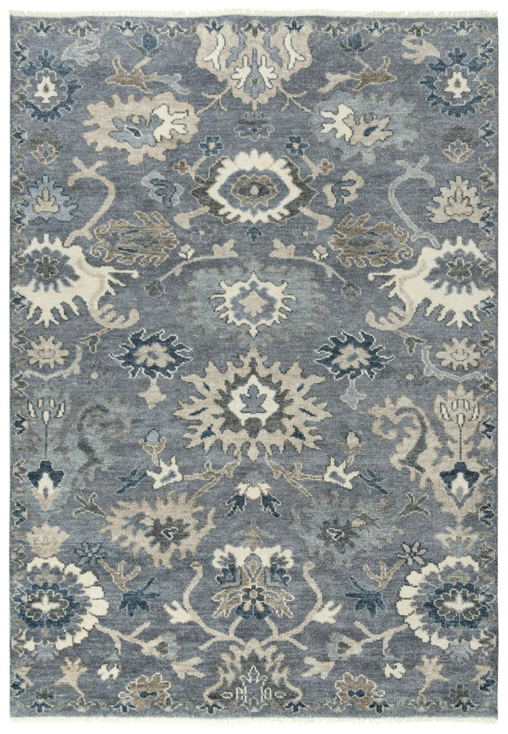 Alora Decor Mila Hand-Knotted Gray Transitional Rug With Floral Motifs, Wool-Tencel Blend, Durable Elegance 10' x 14' 02702710100331014