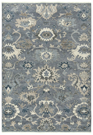 Alora Decor Mila Hand-Knotted Gray Transitional Rug With Floral Motifs, Wool-Tencel Blend, Durable Elegance 10' x 14' 02702710100331014