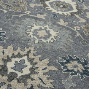 Alora Decor Mila Hand-Knotted Gray Transitional Rug With Floral Motifs, Wool-Tencel Blend, Durable Elegance 10' x 14' 02702710100331014
