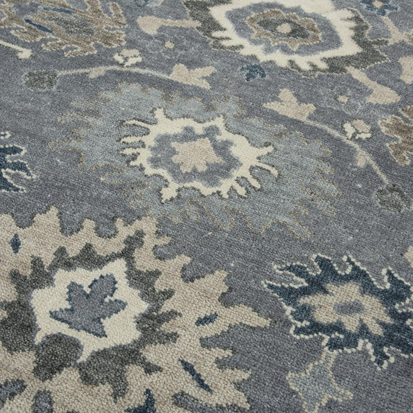 Alora Decor Mila Hand-Knotted Gray Transitional Rug With Floral Motifs, Wool-Tencel Blend, Durable Elegance 10' x 14' 02702710100331014