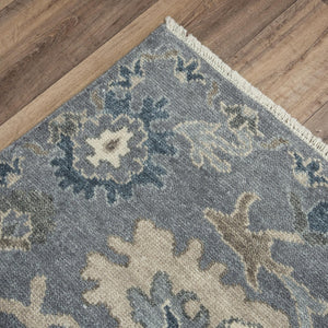 Alora Decor Mila Hand-Knotted Gray Transitional Rug With Floral Motifs, Wool-Tencel Blend, Durable Elegance 10' x 14' 02702710100331014