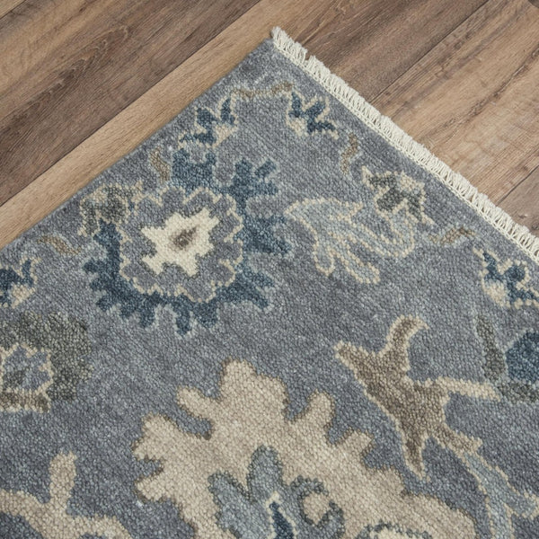 Alora Decor Mila Hand-Knotted Gray Transitional Rug With Floral Motifs, Wool-Tencel Blend, Durable Elegance 10' x 14' 02702710100331014