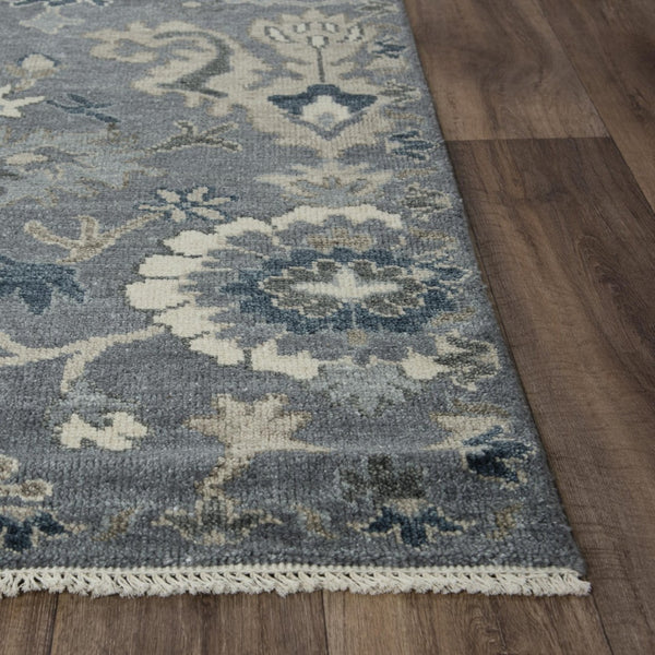 Alora Decor Mila Hand-Knotted Gray Transitional Rug With Floral Motifs, Wool-Tencel Blend, Durable Elegance 10' x 14' 02702710100331014