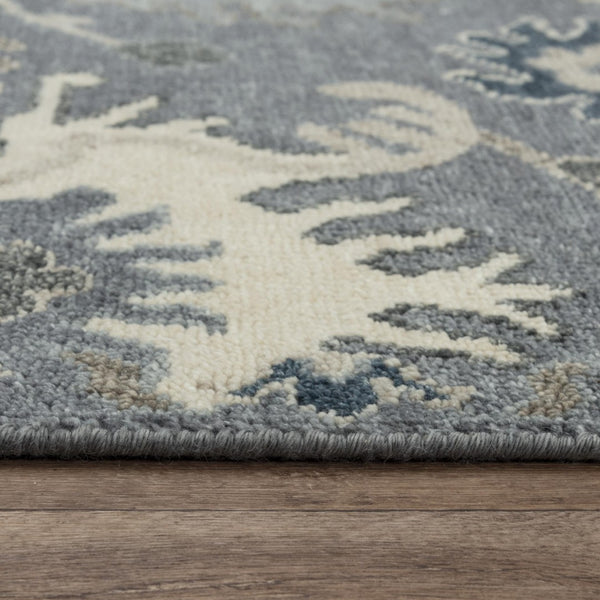 Alora Decor Mila Hand-Knotted Gray Transitional Rug With Floral Motifs, Wool-Tencel Blend, Durable Elegance 10' x 14' 02702710100331014