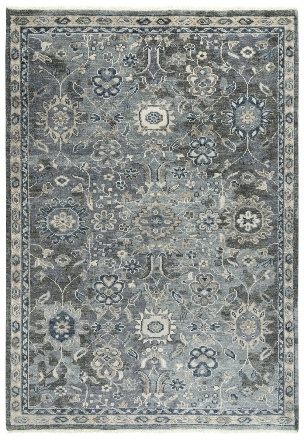 Alora Decor Mila Gray Floral Hand-Knotted Wool-Tencel Rug — Transitional Oriental-Inspired Design, Durable Elegance 9' x 12' 02702710200330912