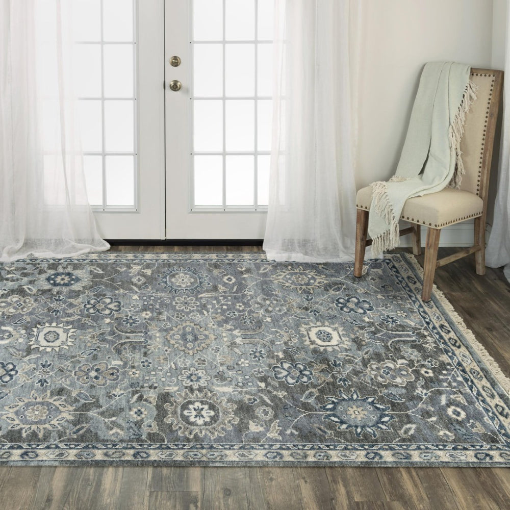 Alora Decor Mila Gray Floral Hand-Knotted Wool-Tencel Rug — Transitional Oriental-Inspired Design, Durable Elegance 9' x 12' 02702710200330912