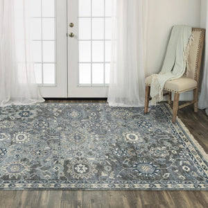 Alora Decor Mila Gray Floral Hand-Knotted Wool-Tencel Rug — Transitional Oriental-Inspired Design, Durable Elegance 9' x 12' 02702710200330912