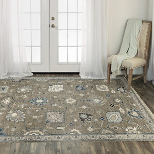 Alora Decor Mila Hand‑Tufted Floral Transitional Rug In Brown Blue Charcoal — Plush Wool-Tencel Blend, Durable Elegance 10' x 14' 02702710400121014