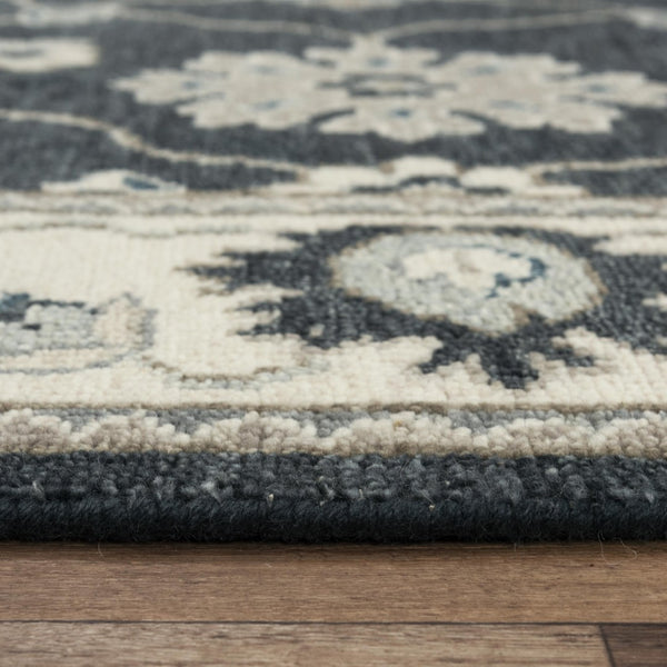 Alora Decor Mila Black & Charcoal Transitional Hand-Knotted Rug With Persian Motifs, Durable Wool-Tencel Blend 6' x 9' 02702710716370609