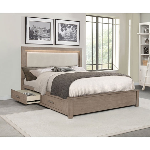 English Elm Gibbons California King Storage Bed with Led Headboard and Four Underbed Drawers B062S01829