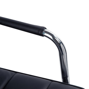 English Elm HOMCOM PU Leather Office Chair with Mid-Back Support, Adjustable Height, 360° Swivel Wheels, Black W2225P173830