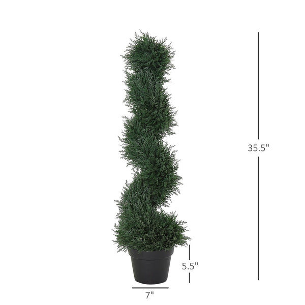 English Elm Artifical Cedar Spiral Topiary Faux Plant Sculpted Greenery for Entryway or Patio T3971P388016