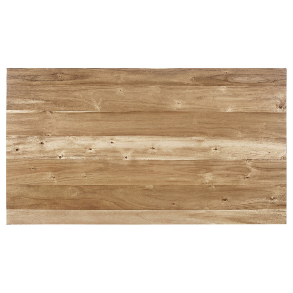 English Elm Kalina Natural Acacia and Coastal Grey Rectangle Dining Table with Mid-Century Modern Farmhouse Charm, Solid Wood Craftsmanship and Relaxed Casual Style B062P350426