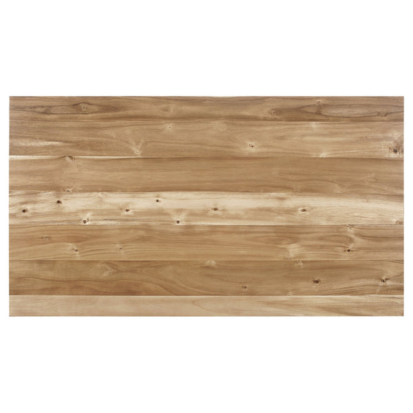 English Elm Kalina Natural Acacia and Coastal Grey Rectangle Dining Table with Mid-Century Modern Farmhouse Charm, Solid Wood Craftsmanship and Relaxed Casual Style B062P350426