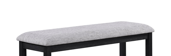 English Elm 1pc Counter Height Upholstered Bench 48" Farmhouse-Transitional Light Grey Seat Black Frame Stylish Dining B011P208538