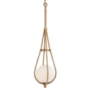 Passageway Pendant Light - Coastal Teardrop Design with Rope-Wrapped Finish & Frosted Glass Globe