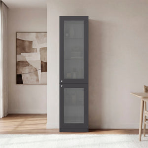 English Elm Butte Tall Two-tone Oak Bookcase with Concealed Doors and Open Shelves for Home Office B097P480472