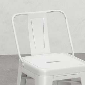 English Elm Keeley 24" Metal Counter Height Stools Set of 2 in Distressed White — Curved Back, Footrest, Durable Finish B2732P253605