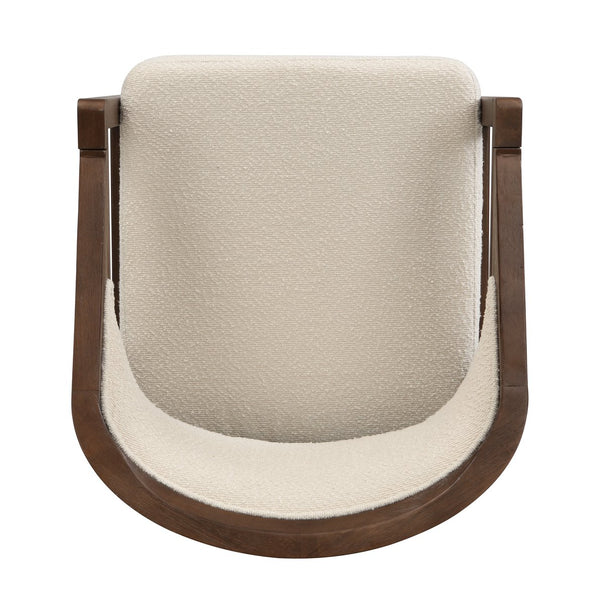 English Elm Christopher Knight Home® - Wooden Modern Dining Chair with Ergonomic Curved Back and Bouclé Upholstery, Solid Rubberwood Craftsmanship Beige,Walnut N771P346814T