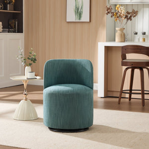 English Elm Set Swivel Barrel Accent Chair Armless Linen Upholstered Compact Seat for Dining Vanity Bedroom Dark Green W3244P454059