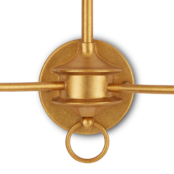 Nottaway Gold Double-Light Wall Sconce - Elegant Wrought Iron Fixture for Traditional Interiors