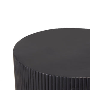 English Elm Handmade Mgo Ribbed Cylinder Side Table Black Concrete Finish Indoor Outdoor Use N772P261960B
