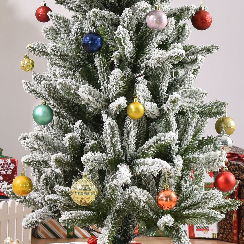 English Elm Homcom 6Ft Slim Snow-Flocked Pine Tree With Easy Setup, 394 Realistic Tips For Festive Spaces W2225P229298