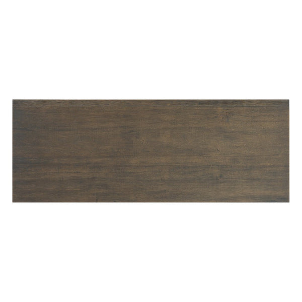 English Elm U_style Farmhouse Pine Veneer Buffet Cabinet with Double Doors for Kitchen or Entryway Dark Brown N711P410389B