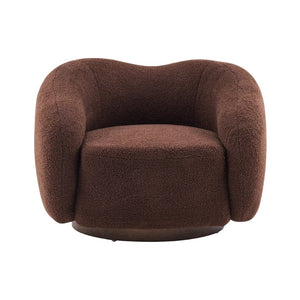 English Elm Wooden Bentwood Base Bouclé Barrel Swivel Chair for Living Room Reading Nook N776P359106D