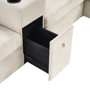 English Elm Swivel Barrel Accent Chair Chenille Tufted Round Club Seat for Living Room Lounge Beige N719S002350A