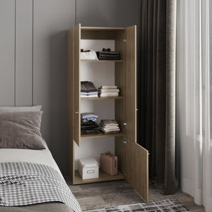 English Elm Home 3 Door Closet System Oak — Compact Freestanding Bedroom Storage with Shelves & Hanging Rod, Durable Engineered Wood B200P362058