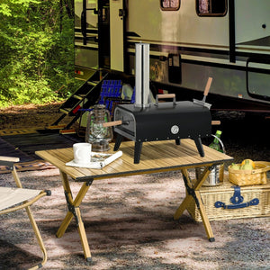 English Elm Outsunny Wood Fired Portable Pizza Oven Stainless Steel with Stone Peel and Cover W2225P174311