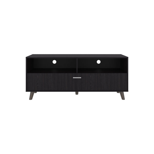 English Elm Patrick TV Stand for TVs up to 65" — Modern Black Entertainment Center with 2 Doors & Open Shelf B070P337098