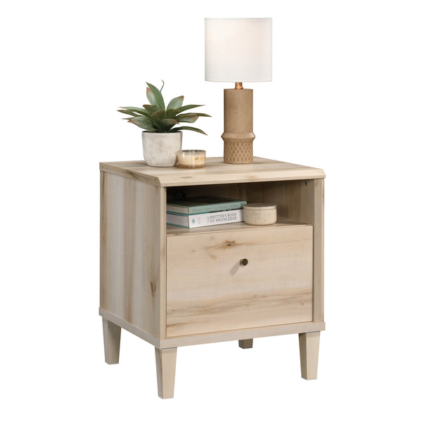 English Elm Night Stand, Compact Brown Nightstand With Open Shelf And Drawer For Small Spaces And Dorm Rooms B356P402699