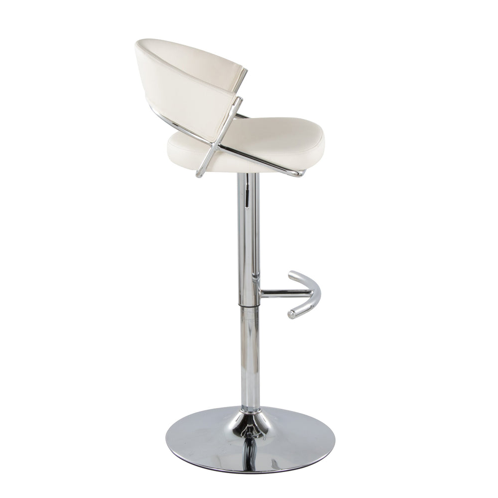 English Elm Jie Adjustable Barstool Set of 2 — White Faux Leather, Chrome Base, 360° Swivel, Height Adjustable, Modern Glam B202S00945