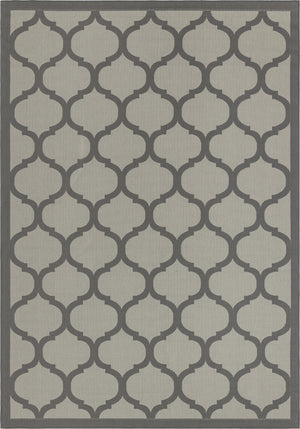Unique Loom Outdoor Trellis Moroccan Machine Made Geometric Rug Gray, Silver 7' 1" x 10' 0"