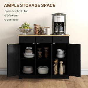English Elm Homcom Rustic Sideboard With Solid Rubberwood Top, Stylish Storage Cabinet For Kitchen & Dining Use W2225P229096