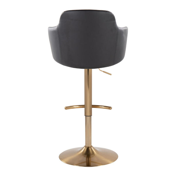 English Elm Adjustable Swivel Barstools Mid-century Modern Walnut and Cream Faux Leather Set of 2 B202S02161
