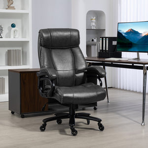 English Elm Vinsetto Big and Tall Office Chair, Pu Leather Desk Chair 400Lb, Black