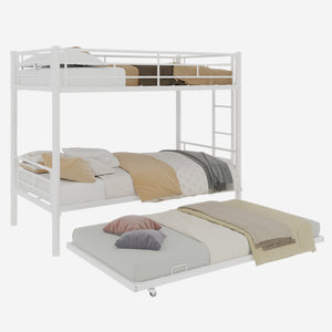 English Elm Heavy-duty Metal Twin over Twin Bunk Bed with Noise-Reducing Design, Safety Rail, Ladder, 350lb Capacity White W1935P300342