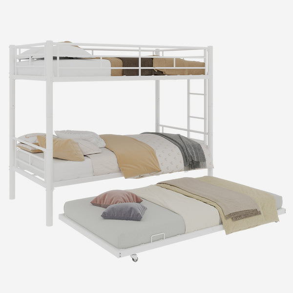 English Elm Heavy-duty Metal Twin over Twin Bunk Bed with Noise-Reducing Design, Safety Rail, Ladder, 350lb Capacity White W1935P300342