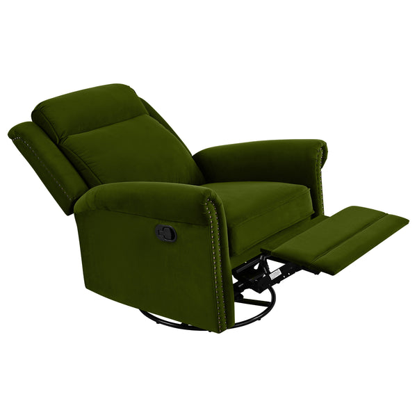 English Elm Christopher Knight Home® - 360° Swivel Recliner Plush Velvet Manual Rocker with Infinite Recline Support for Living Room Comfort Green N763P202666E