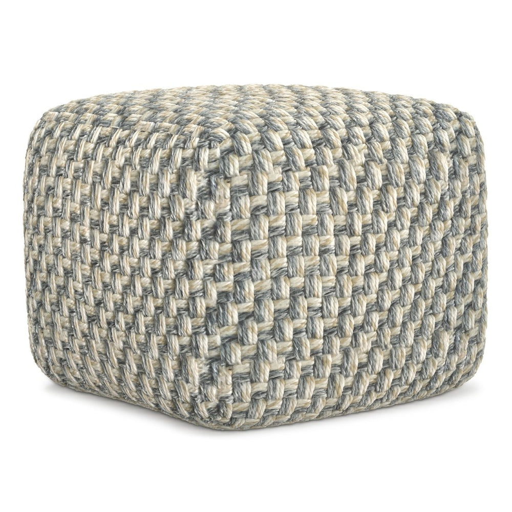 English Elm Beatrix Handwoven Square Pouf Neutral Boho Footrest for Living Room or Bedroom B136P427590