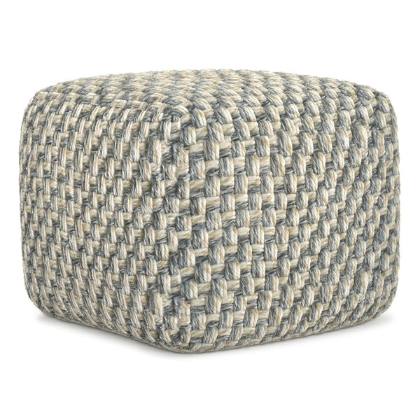 English Elm Beatrix Handwoven Square Pouf Neutral Boho Footrest for Living Room or Bedroom B136P427590