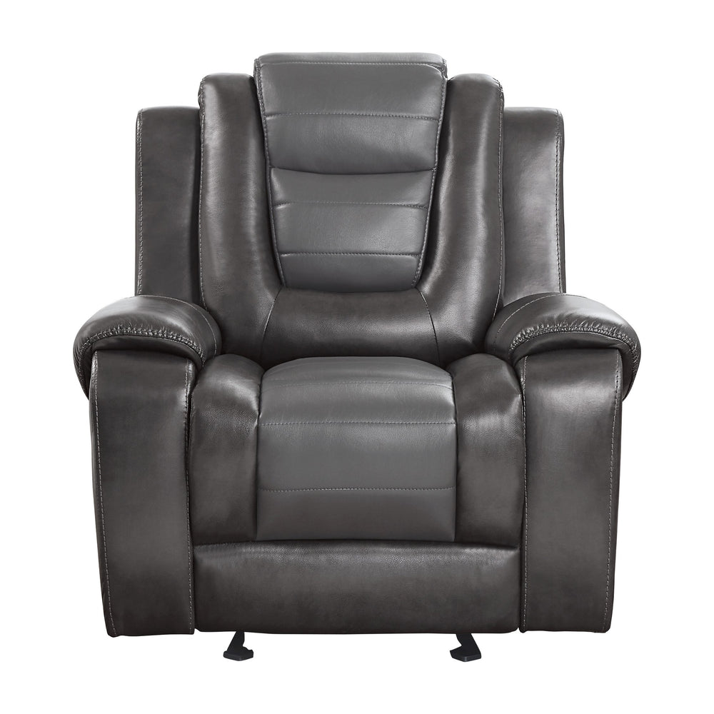 English Elm Modern Briscoe Glider Reclining Chair – Premium Gray Faux Leather, Manual Tab Recline, Cozy Support B011P228953