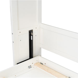 English Elm Full Murphy Bed with Storage Cabinets and Shelves, Space-Saving Wooden Wall Bed with 600lb Capacity Beige N7090004012A