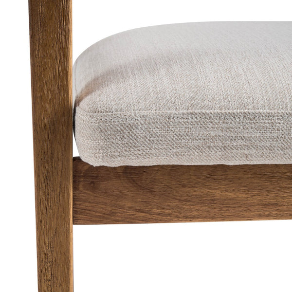 English Elm Mid-century Modern Upholstered Dining Arm Chairs with Rubberwood Frame Set of 2 Beige,Walnut N768P382497W