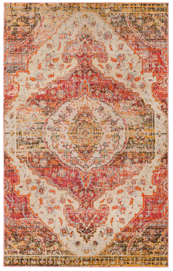 Unique Loom Asheville Tanglewood Machine Made Medallion Rug Multi, Beige/Gold/Light Blue/Light Brown/Light Green/Orange/Salmon 5' 1" x 8' 0"