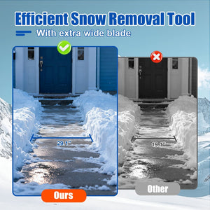 English Elm 30" Carbon Steel Snow Pusher with Wheeled Frame and Adjustable Ergonomic Handle W1422P362636
