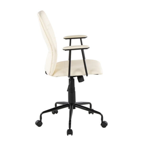 English Elm Office Chair with Faux Leather Upholstery Pneumatic Swivel Seat for Modern Workspaces Cream B202P474195